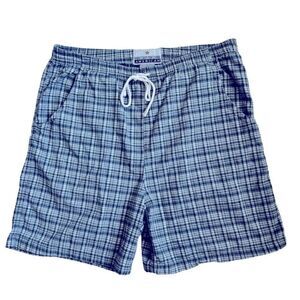 NAP American Blue Plaid Short Pockets Drawstring 100% Cotton SZ M